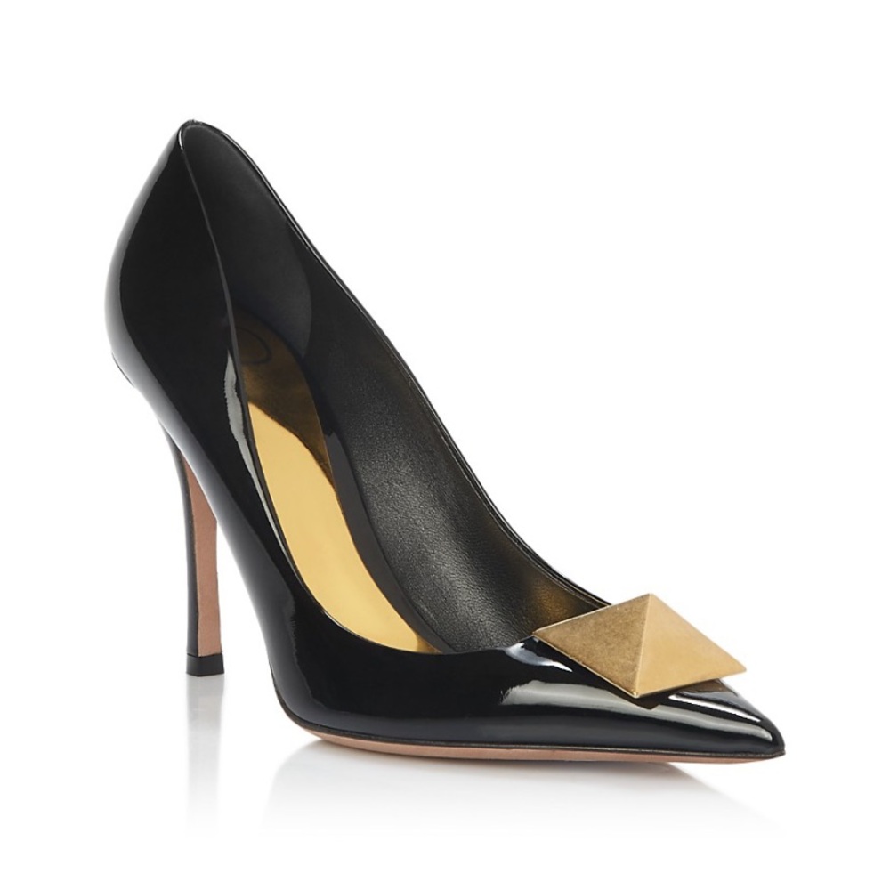 Valentino Black Patent One Stud Pumps Size 37.5